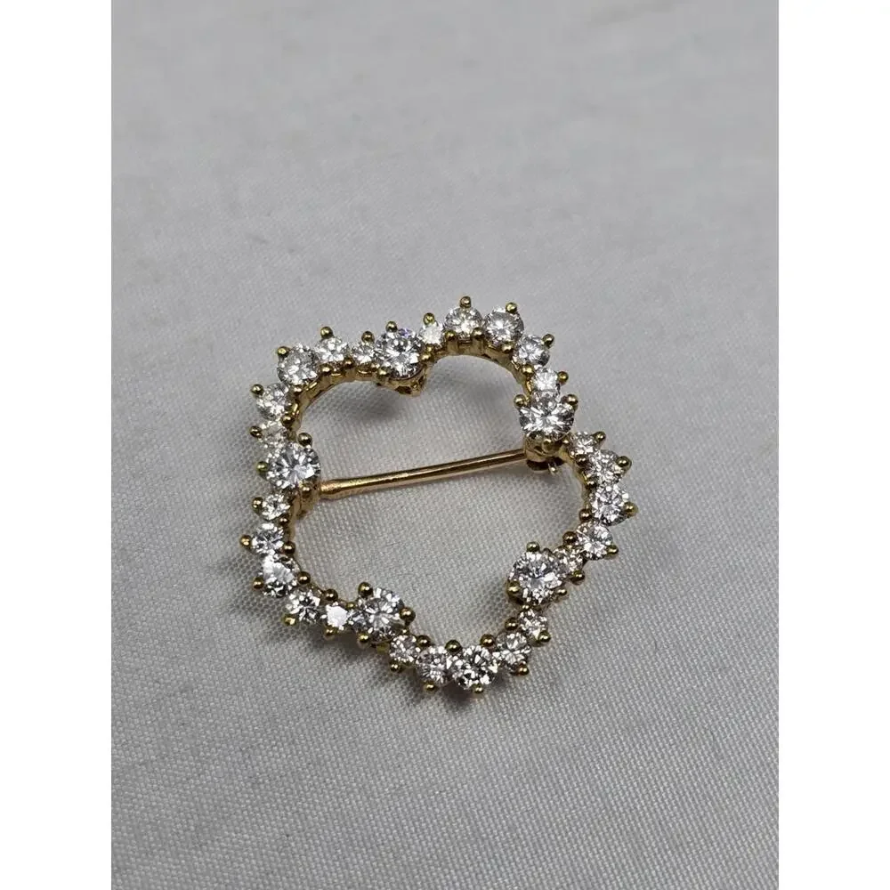 Vtg Kurt Wayne 18k Gold 1.74ctw Master Diamond Brooch Pin - Picture 4 of 9